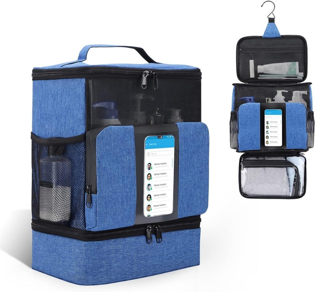 Funambulist Large-Capacity Shower Caddy Portable Dorm Room Essentials for College Students Girls/Guy (Blue)