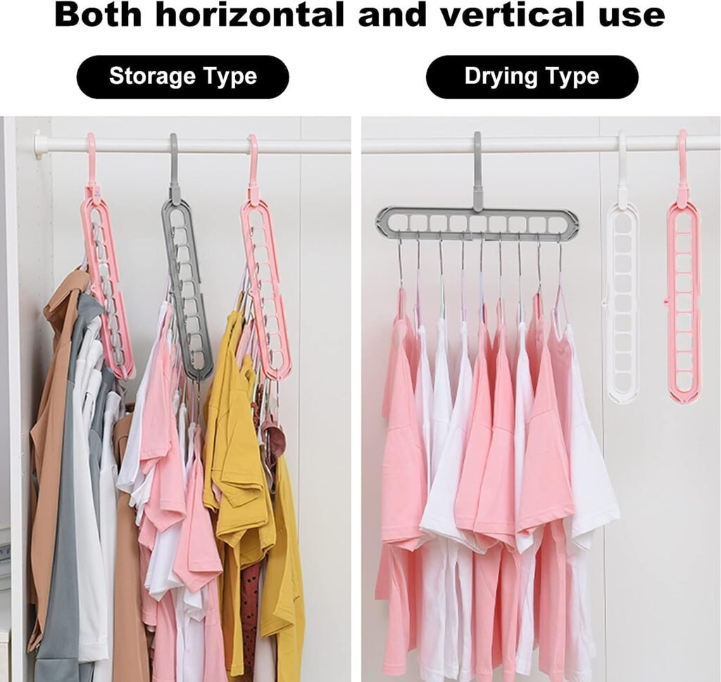 HEYHOUSE Closet Organizers and Storage,College Dorm Room Essentials,Pack of 6 Multifunctional Closet Organizer Magic Space Saving Hangers with 9 Holes Closet Storage Organization for Wardrobe Closet