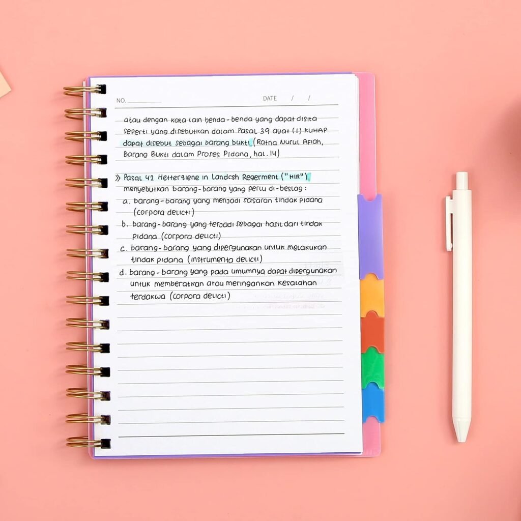 CAGIE 5 Subject Notebook College Ruled 6 x 8 Hardcover Spiral Lined Notebook with 5 Removable Colored Dividers 204 Pages Notebooks for Work, School Supplies, Home Office, Writing Journal