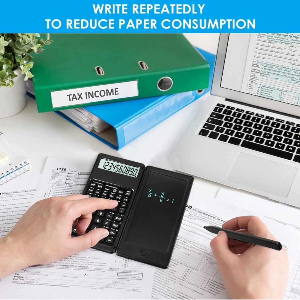 IPepul Scientific Calculators for Students, 10-Digit Large Screen，Math Calculator with Notepad for Middle High School College（Black）