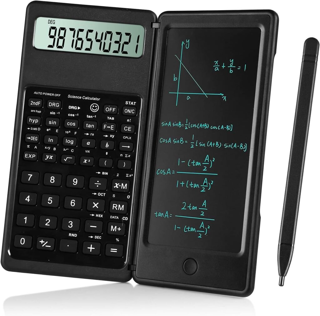 IPepul Scientific Calculators for Students, 10-Digit Large Screen，Math Calculator with Notepad for Middle High School College（Black）