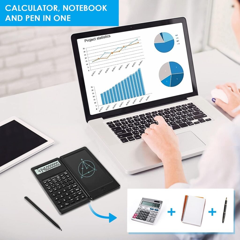 IPepul Scientific Calculators for Students, 10-Digit Large Screen，Math Calculator with Notepad for Middle High School College（Black）