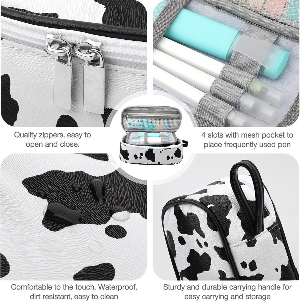 Large Capacity Pencil Case Portable Pencil Pouch Bag School Supplies for College Students Girls Boys Adults (Cow)