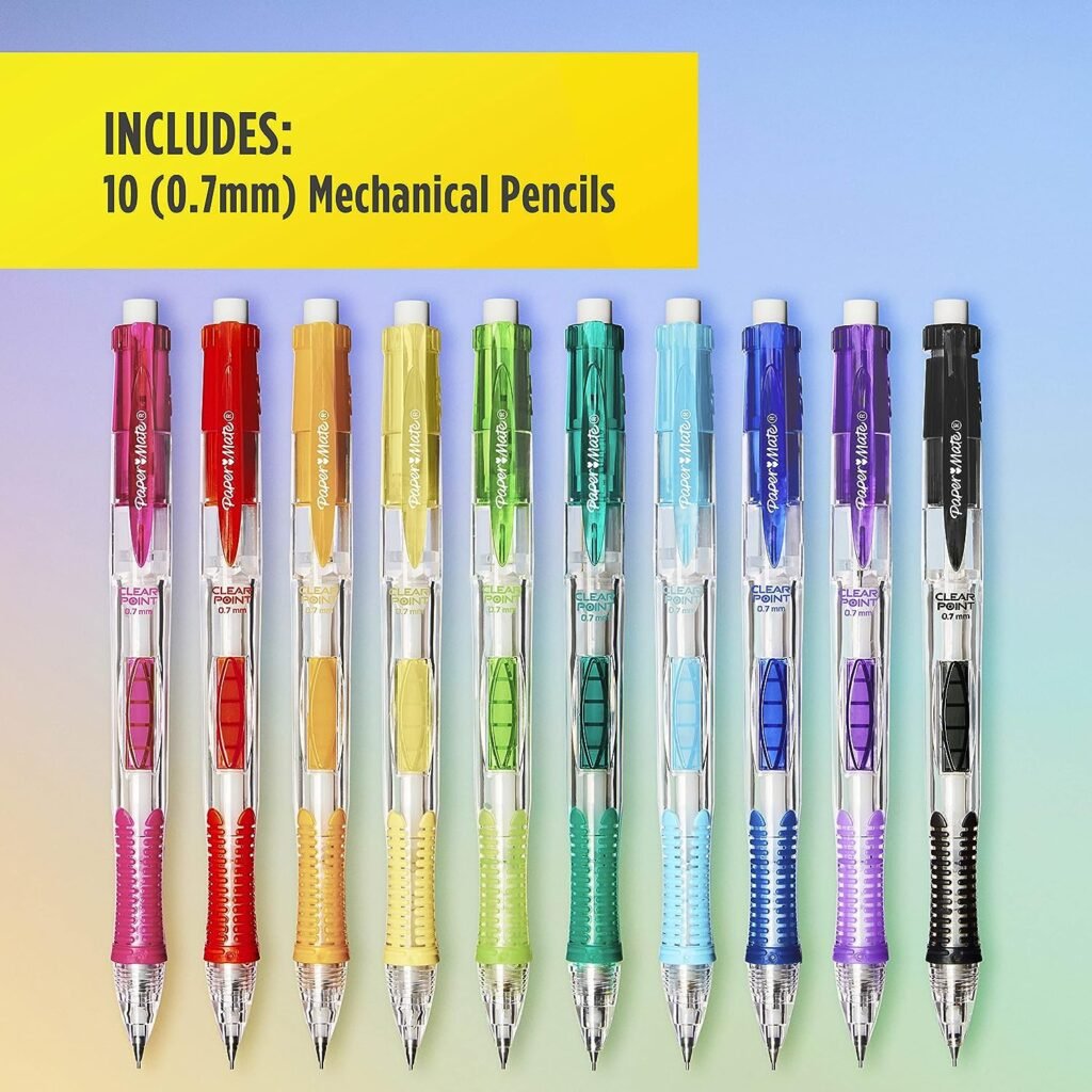 Paper Mate Clearpoint Pencils, HB 2 Lead (0.7mm), Assorted Barrel Colors, 10 Count