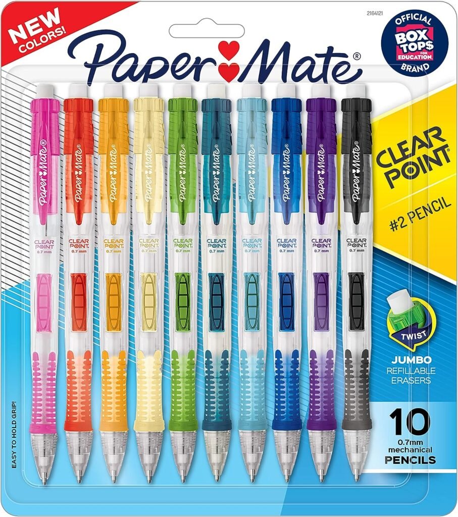 Paper Mate Clearpoint Pencils, HB 2 Lead (0.7mm), Assorted Barrel Colors, 10 Count