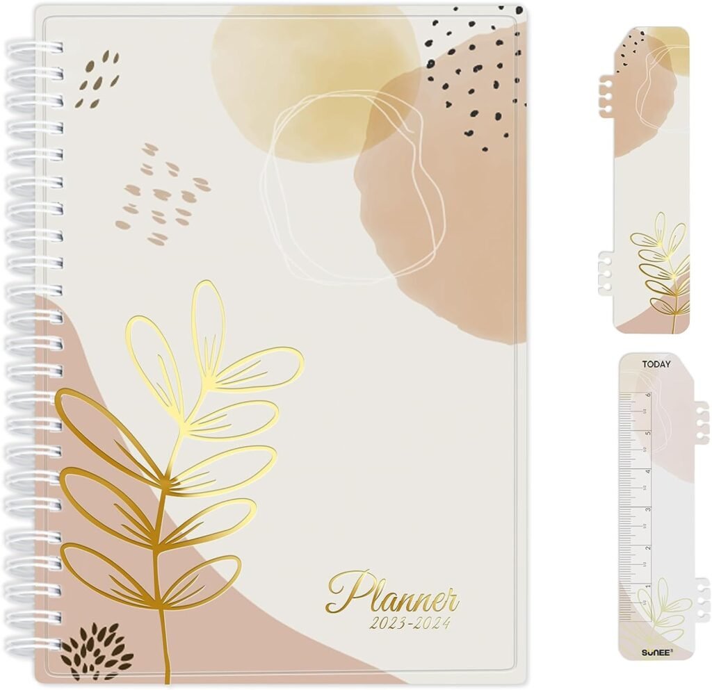 SUNEE Academic Planner 2023-2024 Weekly and Monthly - from July 2023 - June 2024, 6x8.4 School Year Calendar Daily Planner, Flexible Cover, Spiral Binding, Monthly Tab, Blushing Abstract Breeze