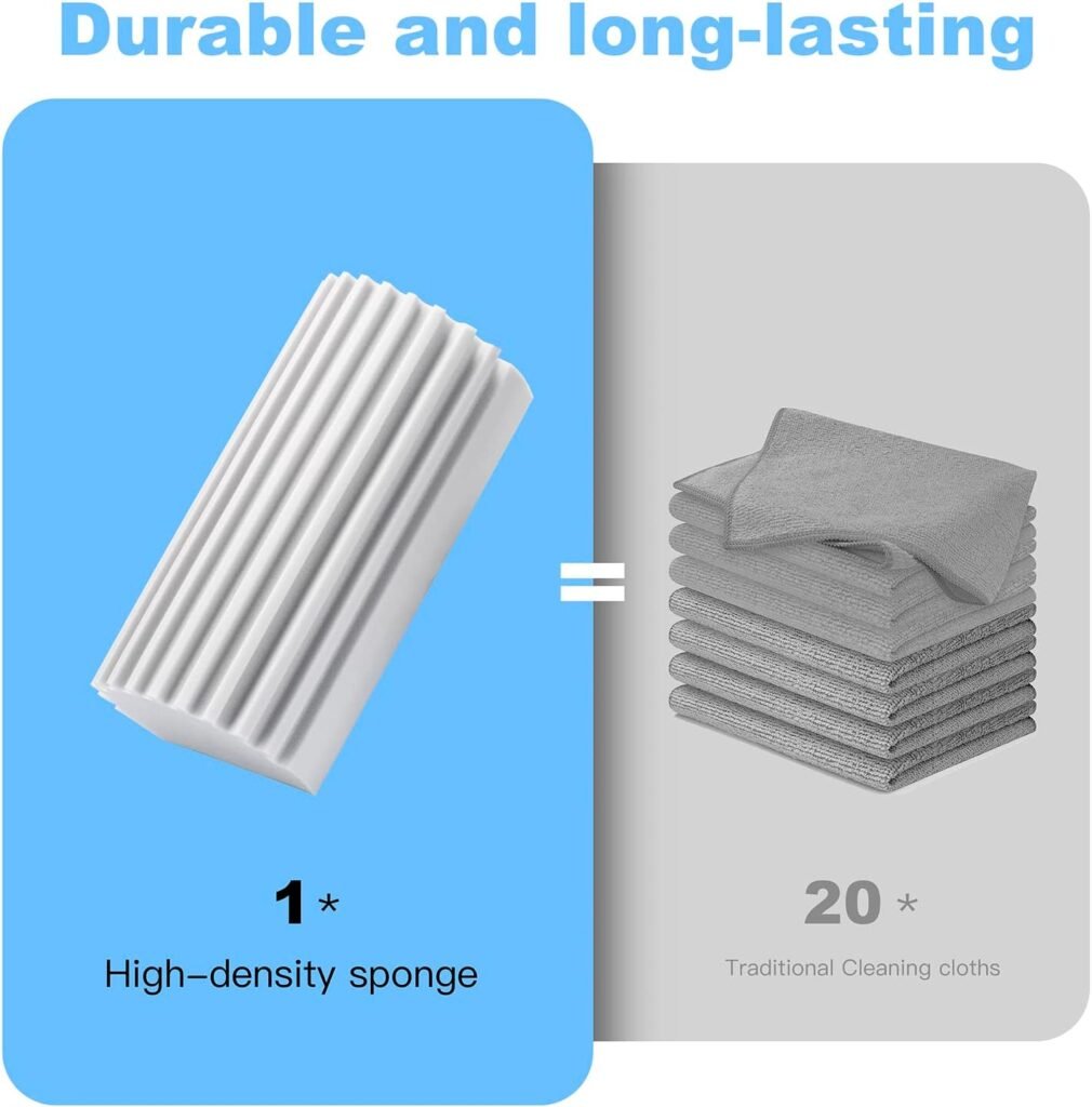 2-Pack Damp Clean Duster Sponge, Magic Cleaning Sponge Baseboard Cleaner Duster Sponge Tool, Dusters for Cleaning Baseboards, Vents, Mirrors, Ceiling Fan Cobweb, No Dust Flying and Spreading…