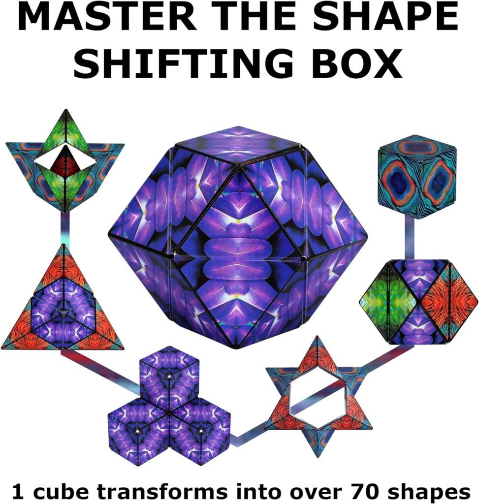 SHASHIBO Shape Shifting Box - Award-Winning, Patented Fidget Cube w/ 36 Rare Earth Magnets - Transforms Into Over 70 Shapes, Download Fun in Motion Toys Mobile App (Original Series - Wings)