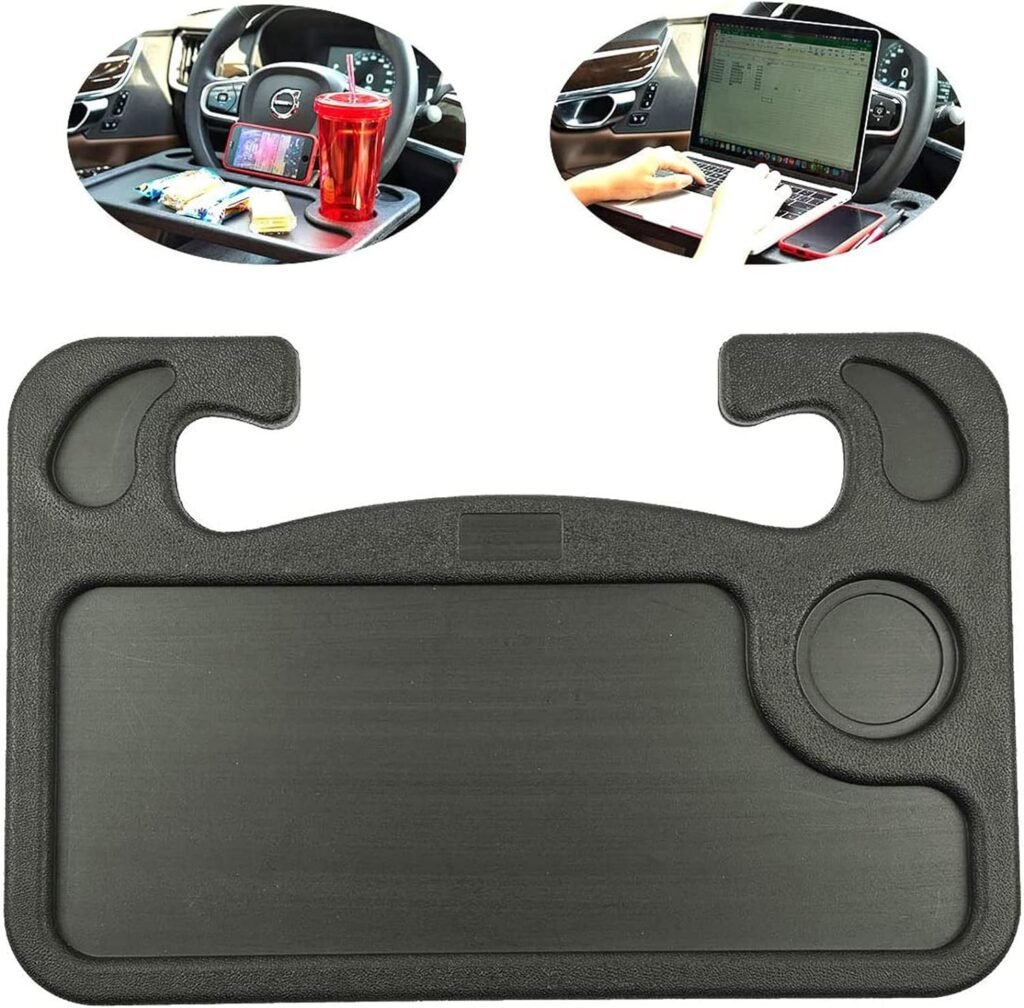 Steering Wheel Tray for Food,Car Table Kids Travel Tray,Car Desk Seat Trays for Eating,Cars Must Haves Interior Accessories Cool Gadgets for Men(Black)