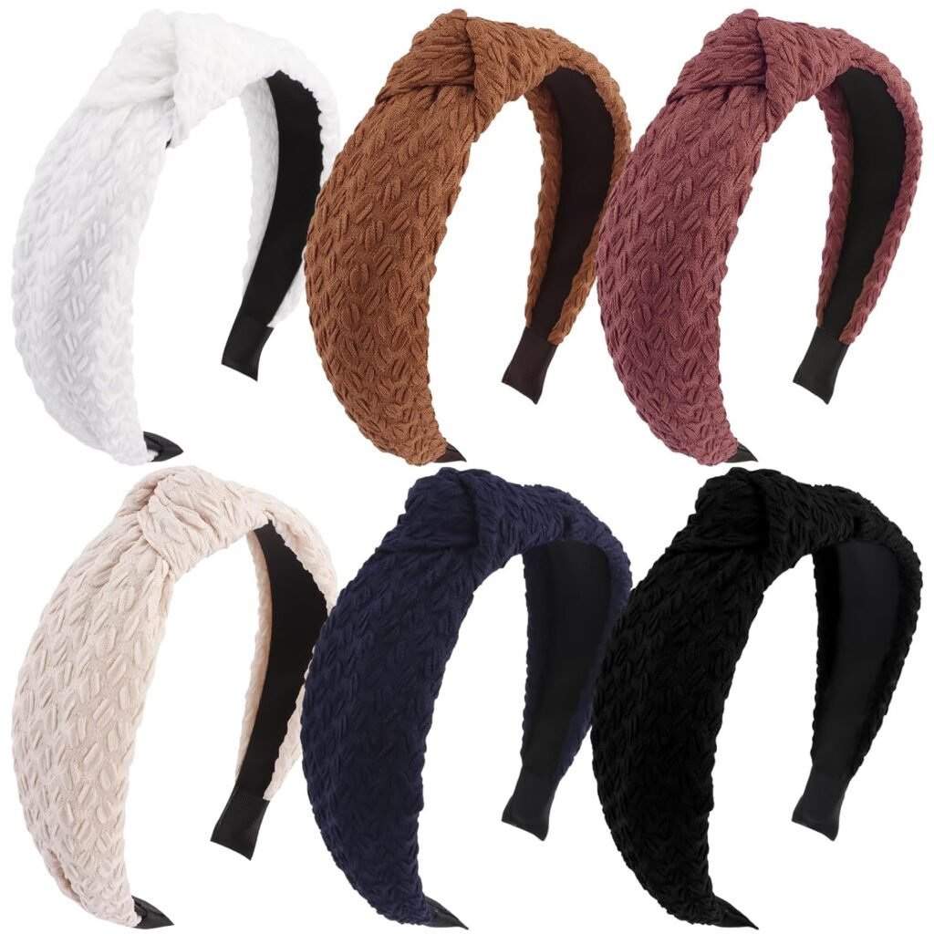 TOBATOBA 6 Pack Top Knot Headband Knotted Headband for Women, Cute Neutral Headbands for Women, Head Bands No Slip Fashion for Women, Wide Hair Bands for Girls Hair Accessories