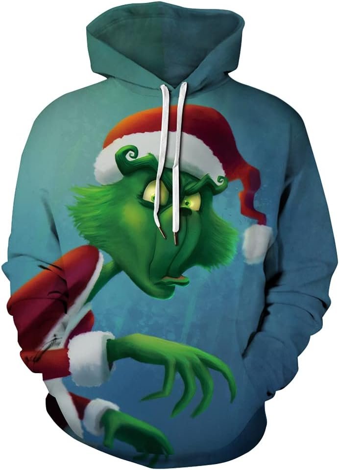 Graces Secret Unisex 3D Ugly Christmas Sweatshirt Kangaroo Pocket Hoodies Pullover