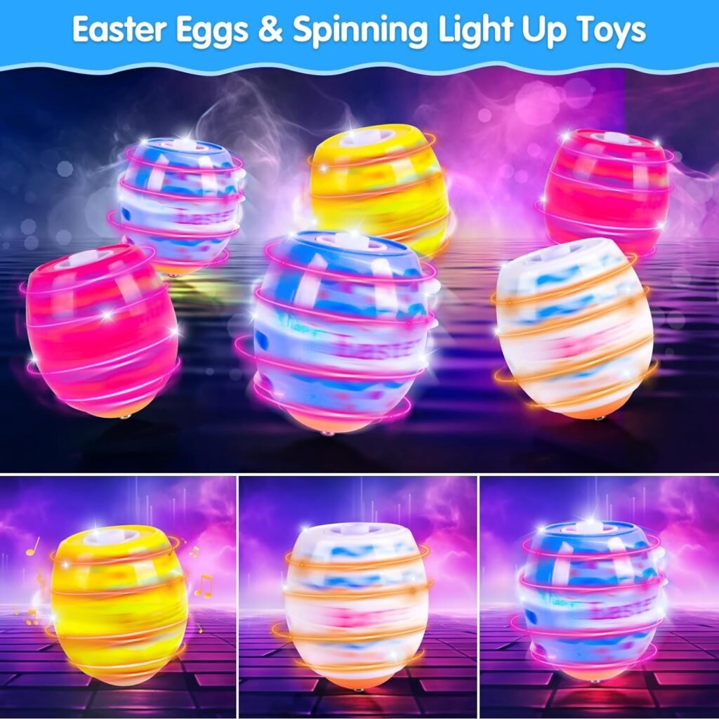 2024 TERRAMUS Easter Eggs Toys, 6-Pack Spinning Tops, LED Light Up Toys, Lighting  Singing Party Favors Easter Basket Stuffers, Plastic Easter Eggs, Valentines Day Easter Gifts for Kids 3+ Boys Girls