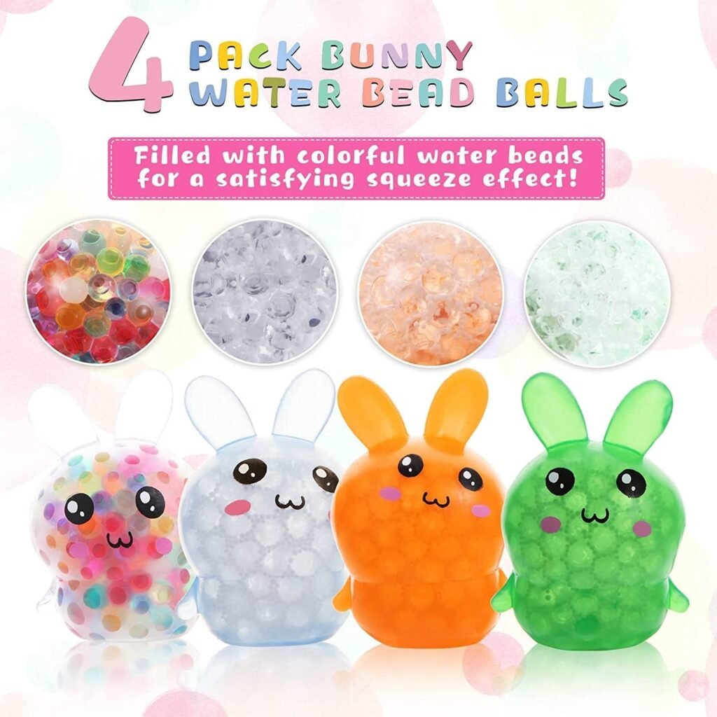 Easter Basket Stuffers, 4 Pack Squishy Easter Bunny Stress Balls for Kids Adults, Teen Easter Basket Stuffers, Easter Toys Stress Relief Fidget Balls ,Easter Basket Ideas Gifts