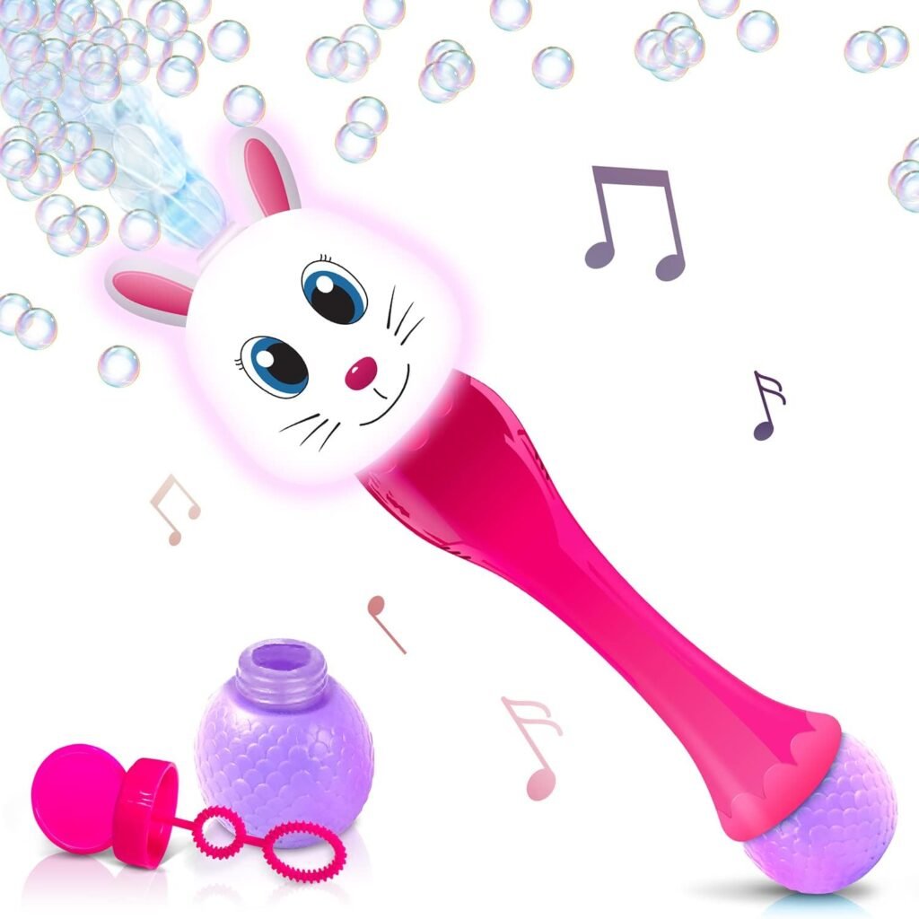 Light Up Bunny Easter Bubble Wand, 14 Inch Illuminating Blower with Thrilling LED  Sound Effect, Bubbles for Kids Ages 1 2 3 4 5 6 Bubble Toys, Easter Basket Stuffers for Toddler