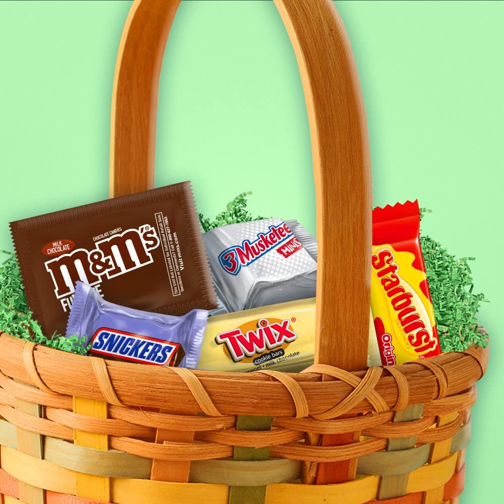Mars MMS, SNICKERS, TWIX, 3 MUSKETEERS  STARBURST Assorted Easter Basket Candy, 31.06 oz, 100 Piece Bag